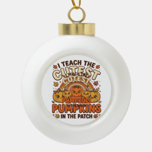 Cute Teacher Pumpkin Fall Classroom Vector Design_ Ceramic Ball Christmas Ornament