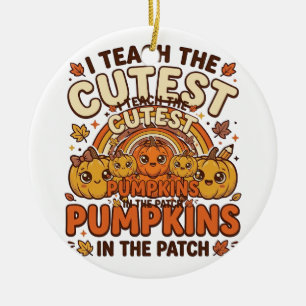 Cute Teacher Pumpkin Fall Classroom Vector Design_ Ceramic Ornament