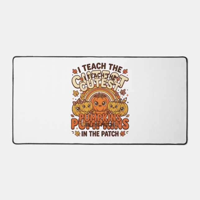 Cute Teacher Pumpkin Fall Classroom Vector Design_ Desk Mat (Front)