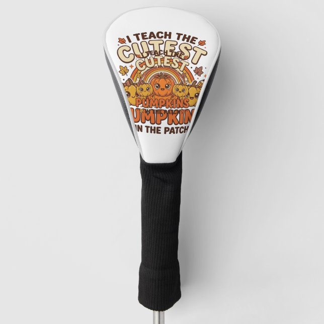 Cute Teacher Pumpkin Fall Classroom Vector Design_ Golf Head Cover (Front)