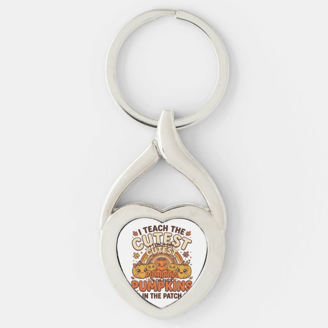 Cute Teacher Pumpkin Fall Classroom Vector Design_ Keychain (Front)