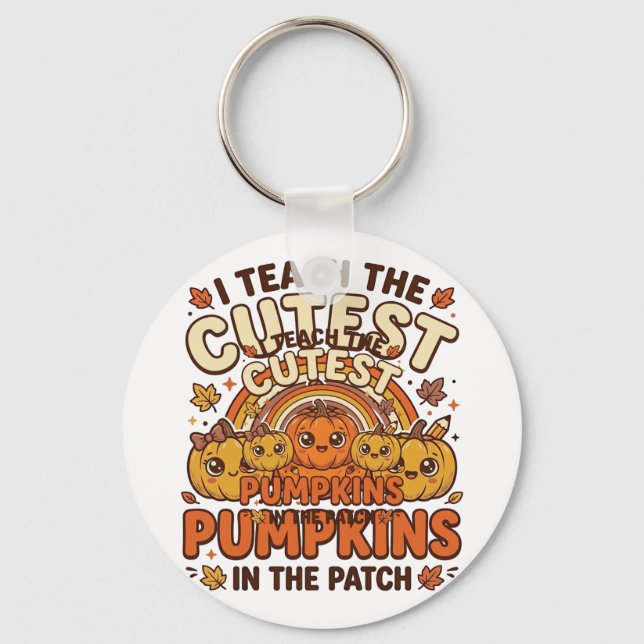 Cute Teacher Pumpkin Fall Classroom Vector Design_ Keychain (Front)