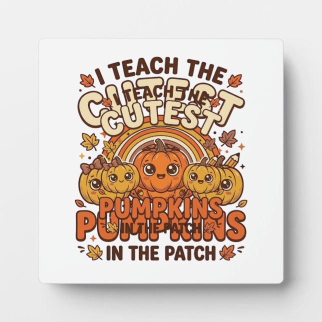 Cute Teacher Pumpkin Fall Classroom Vector Design_ Plaque (Front)
