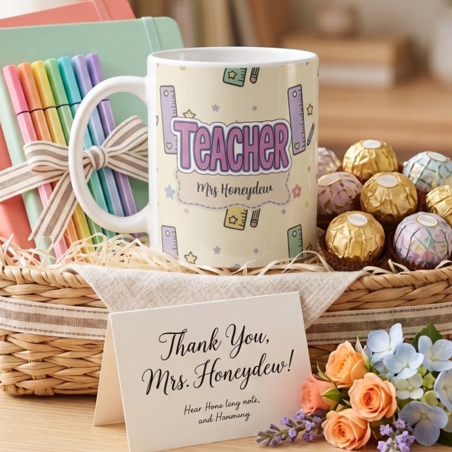 Cute Teacher Ruler Pattern  Coffee Mug (Creator Uploaded)