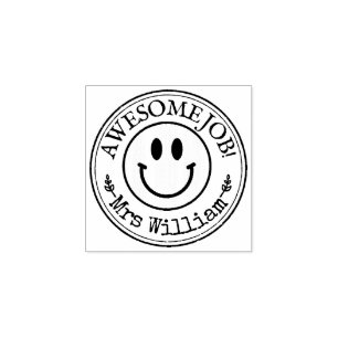 Cute Teacher Smile Custom Rubber Stamp