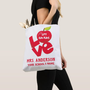 Cute Teacher Supply Custom Tote Bag