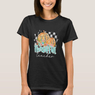 Cute Teacher, Thankful Leopard Cheetah Pumpkins Fa T-Shirt