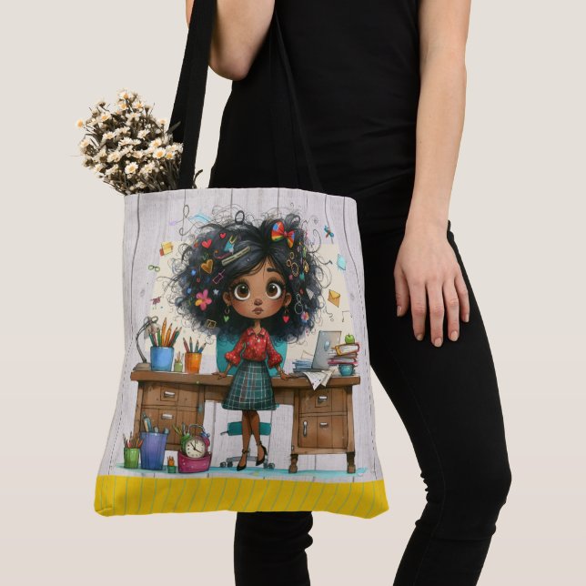 Cute Teacher Tote - See Back   (Close Up)