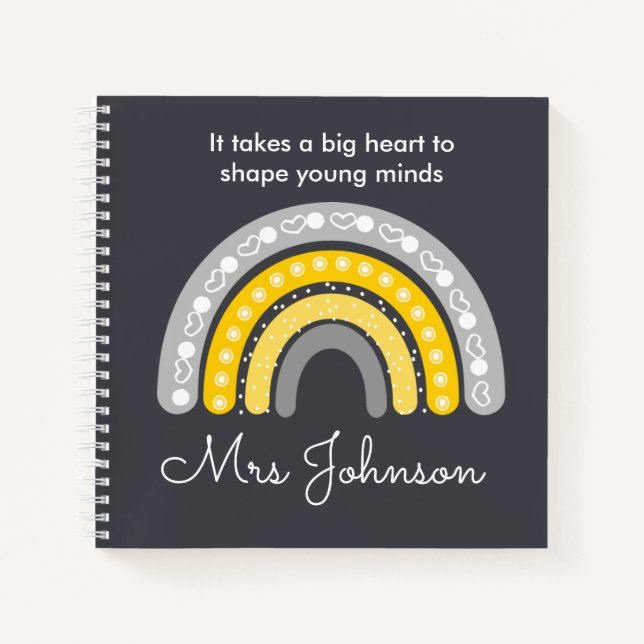 Cute Teachers Boho Rainbow on Grey Notebook (Front)