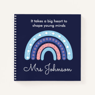 Cute Teachers Boho Rainbow on Navy Blue Notebook