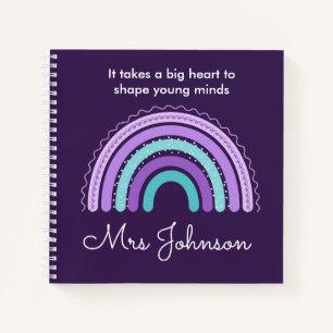 Cute Teachers Boho Rainbow on Purple Notebook