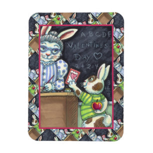 CUTE TEACHER'S PET, APPLE & VALENTINE BUNNY RABBIT MAGNET