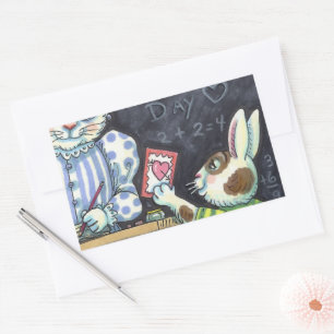 CUTE TEACHER'S PET, APPLE & VALENTINE BUNNY RABBIT STICKER