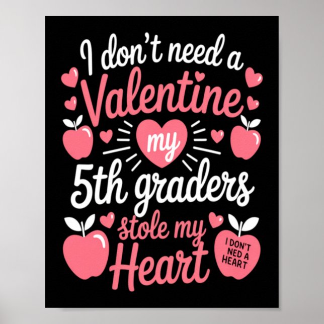 Cute Teachers Valentines Day Poster (Front)