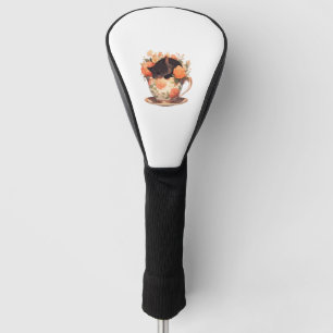 Cute Teacup Kitten - Floral   Golf Head Cover