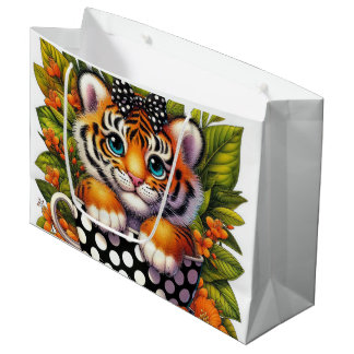 Cute teacup tiger lovers party large gift bag