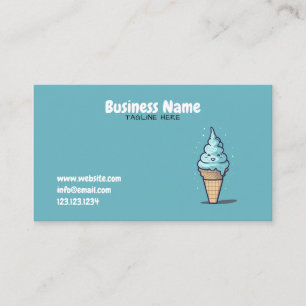 Cute Teal and Black Yummy Ice Cream Shop Business Card