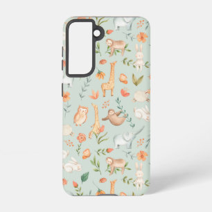 Cute Teal Baby Animal Pastel Pattern Samsung Galaxy Case