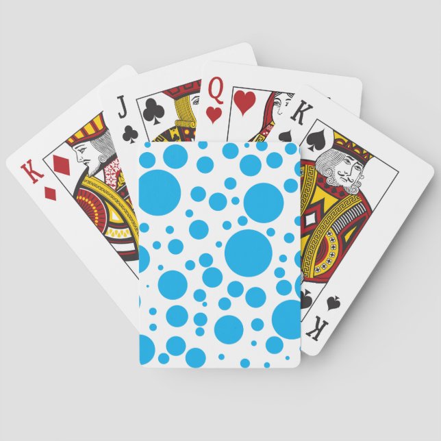 Cute Teal Blue Polka Dots Circles Pattern Playing Cards (Back)