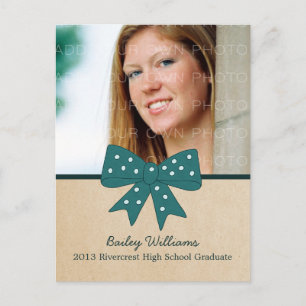 Cute Teal Bow Graduation Postcard