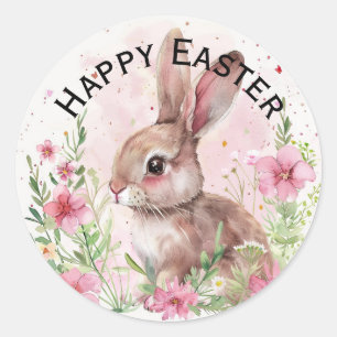 Cute teal bunny happy Easter stickers