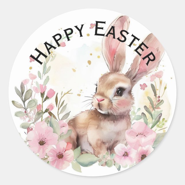 Cute teal bunny happy Easter stickers (Devant)