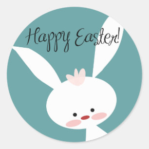 Cute teal bunny happy Easter stickers