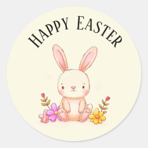 Cute teal bunny happy Easter stickers