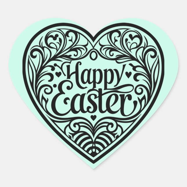 Cute teal bunny happy Easter stickers (Front)