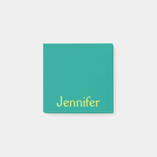 Cute Teal Green Yellow Simple Personalized Post-it Notes