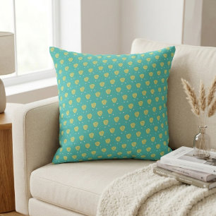 Cute Teal Heart Pattern: Whimsical Love Design Throw Pillow