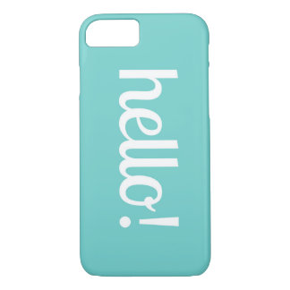 Cute Teal iPhone Case With Hello
