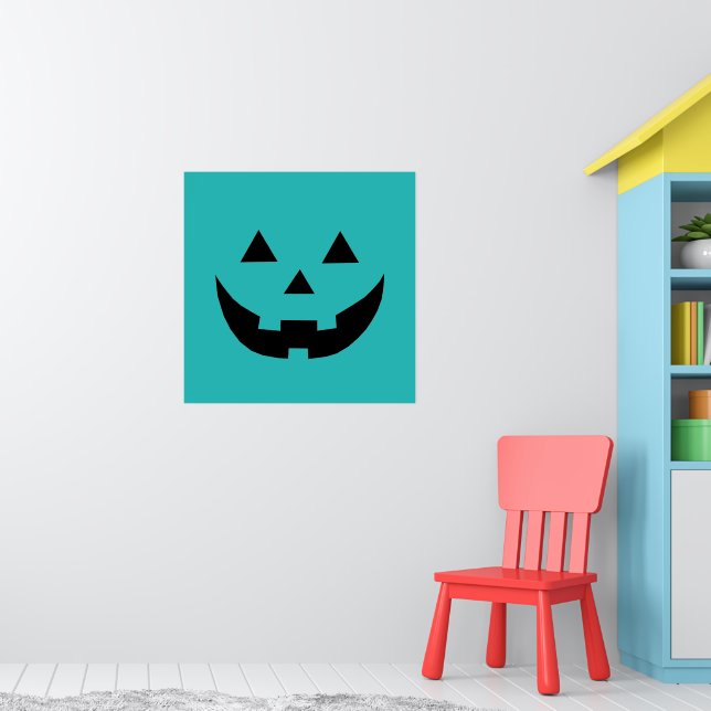 Cute teal Jack o lantern pumpkin fun Halloween Poster (Nursery 1)
