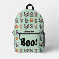 Cute Teal Kids Crochet Halloween Monsters Name