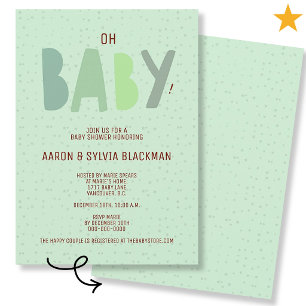 Cute Teal Minimal Gender Neutral Oh Baby Shower Invitation