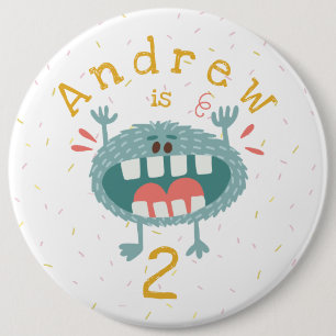 Cute Teal Monster Birthday 6 Inch Round Button