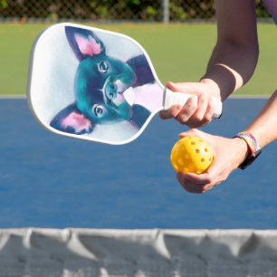 Cute Teal Pink French Bulldog Design Pickleball Paddle