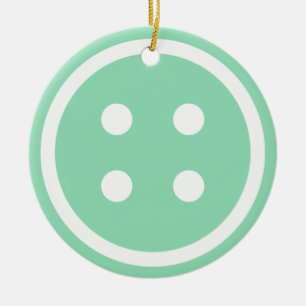 Cute Teal Sewing Button Ceramic Ornament