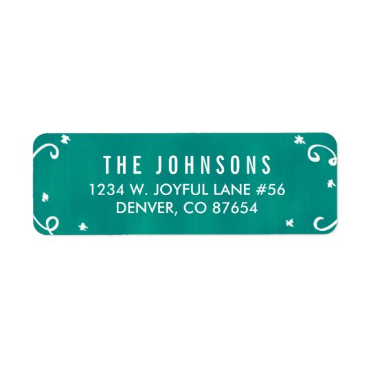 Cute Teal + White Holiday Return Address Label