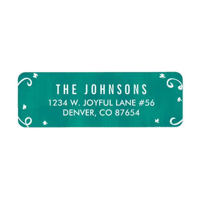 Cute Teal + White Holiday Return Address Label (Front)