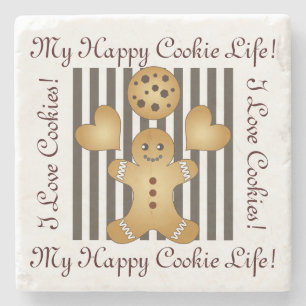 Cute Team Cookie Cartoon Stripes Personalized Stone Coaster