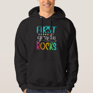 Cute Team First Grade Hello 1st Grade Rocks Back T Hoodie
