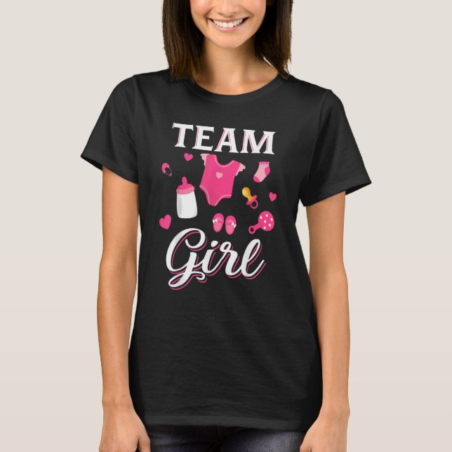Cute Team Girl  Gender Reveal  Team Pink T-Shirt (Front)