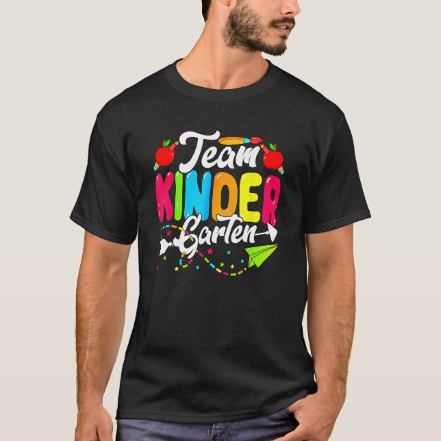 Cute Team Kindergarten Happy Back To School Teache T-Shirt (Front)
