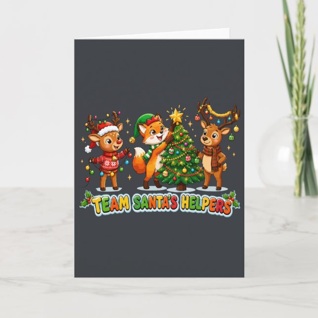 Cute Team Santa's Helpers Christmas Card (Front)