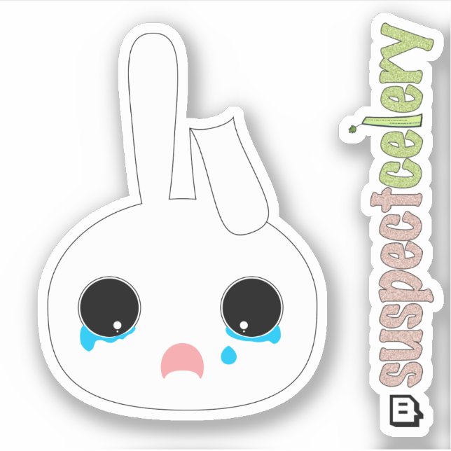 Cute Teary-Eyed Bunny Emote + SuspectCelery™ Logo (Front)