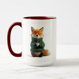 Cute Teatime Red Fox Cozy Sweater Coffee Mug