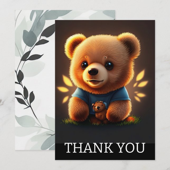 Cute Teddie Bear Thank You Card (Front/Back)