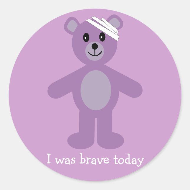 Cute Teddy & Bandage I Was Brave Lilac Stickers (Front)