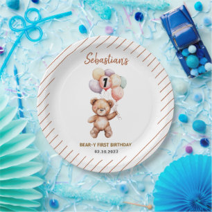 Cute Teddy Bear 1st Birthday   Sweet Bear  Paper Plate
